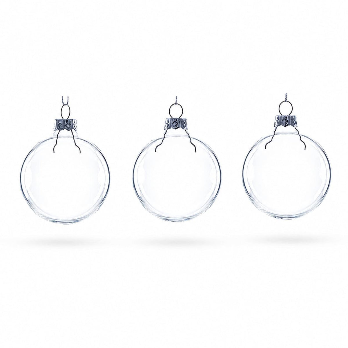 Set of 3 Clear Glass Ball Ornament 2.5