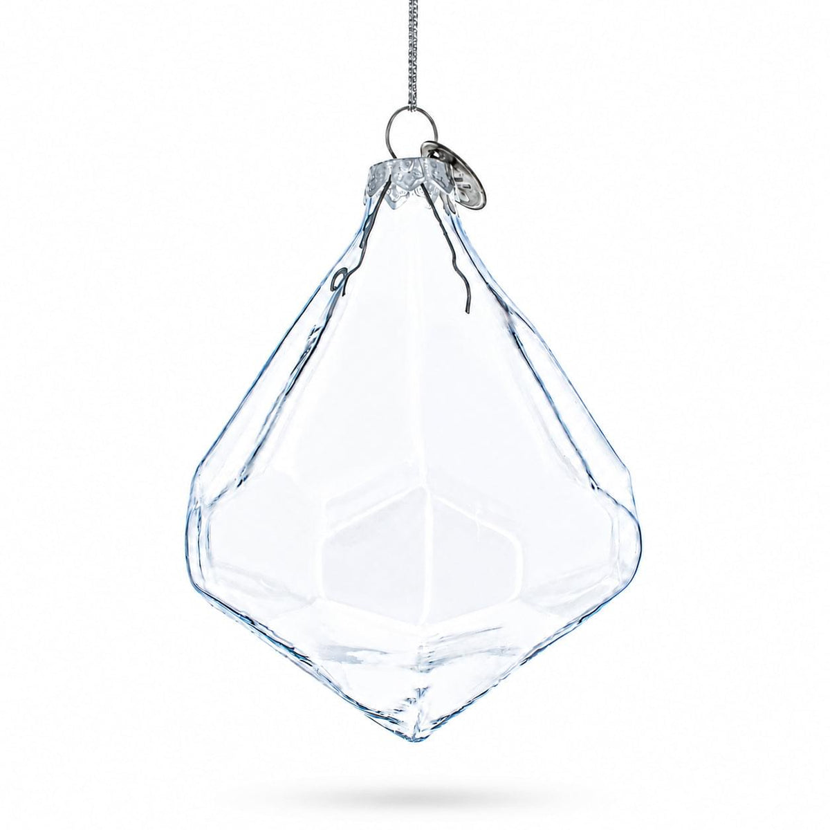 Diamond Shape Clear Glass Christmas Ornament 3.6 Inches
