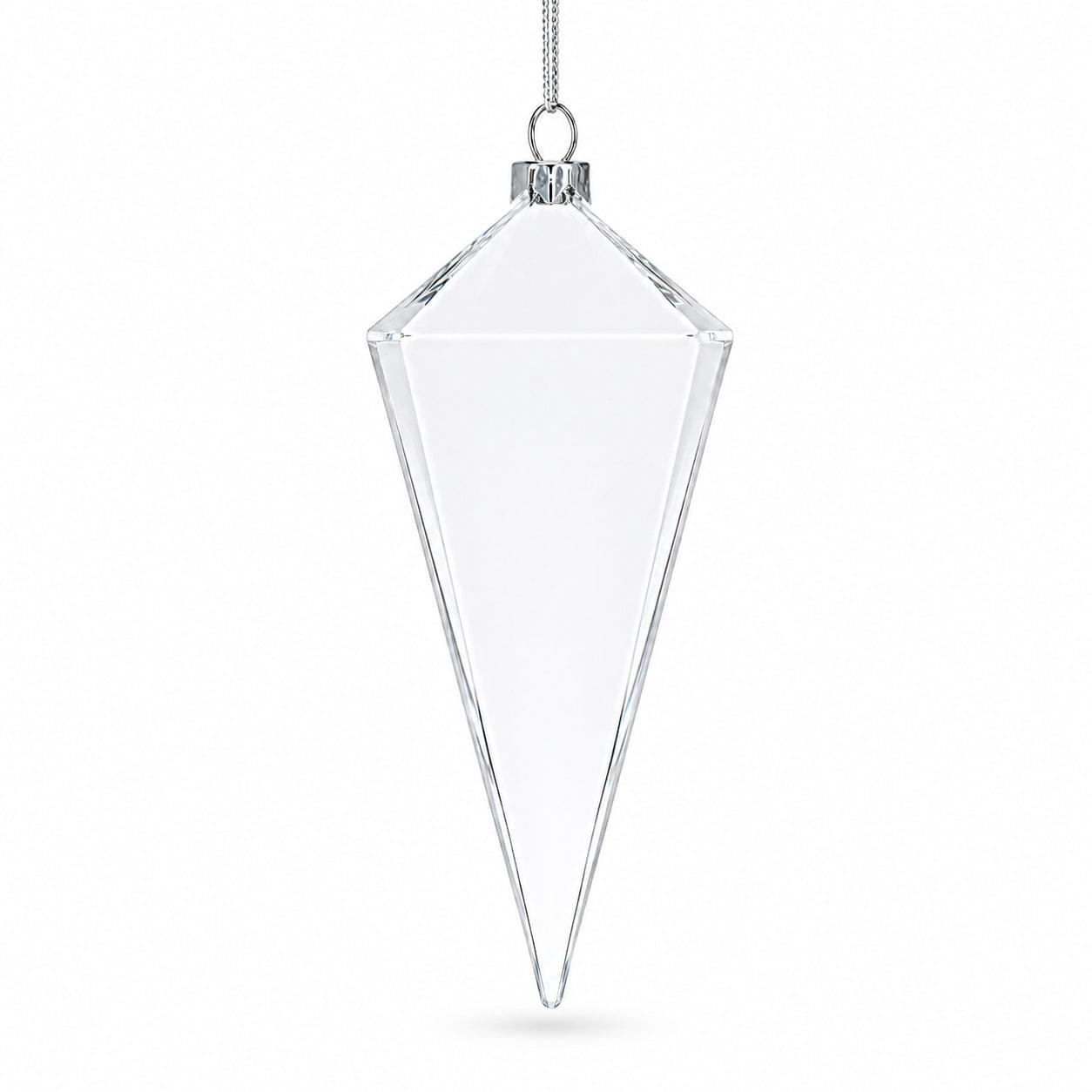 Diamond Clear Glass Christmas Ornament 3.6 Inches