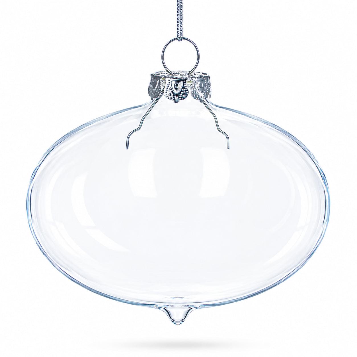 Set of 3 Onion Shape Clear Glass Christmas Ornament 4.15 Inches
