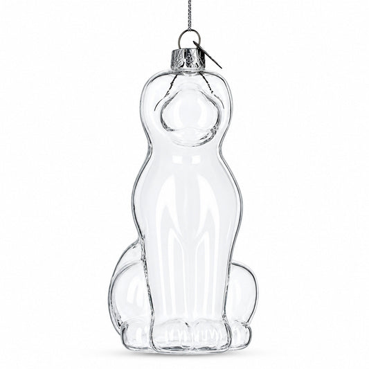 Unpainted Dog Clear Glass Christmas Ornament