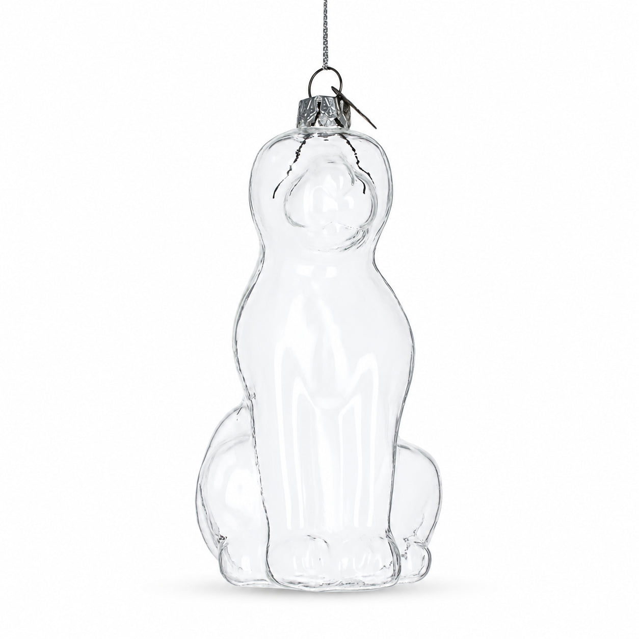 Unpainted Dog Clear Glass Christmas Ornament