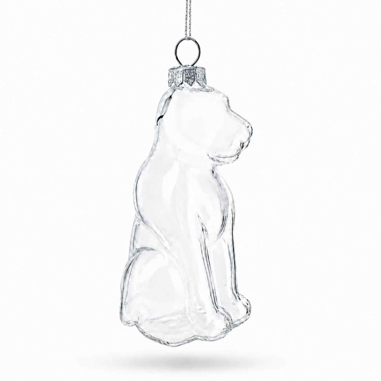 Unpainted Dog Clear Glass Christmas Ornament