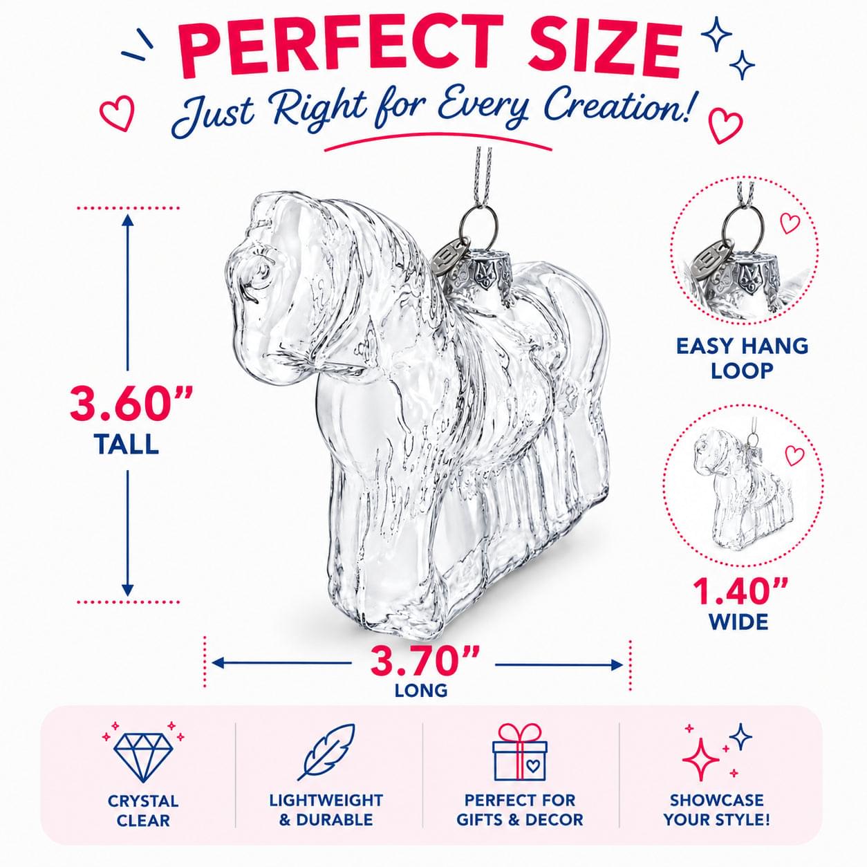 Horse Clear Glass Christmas Ornament