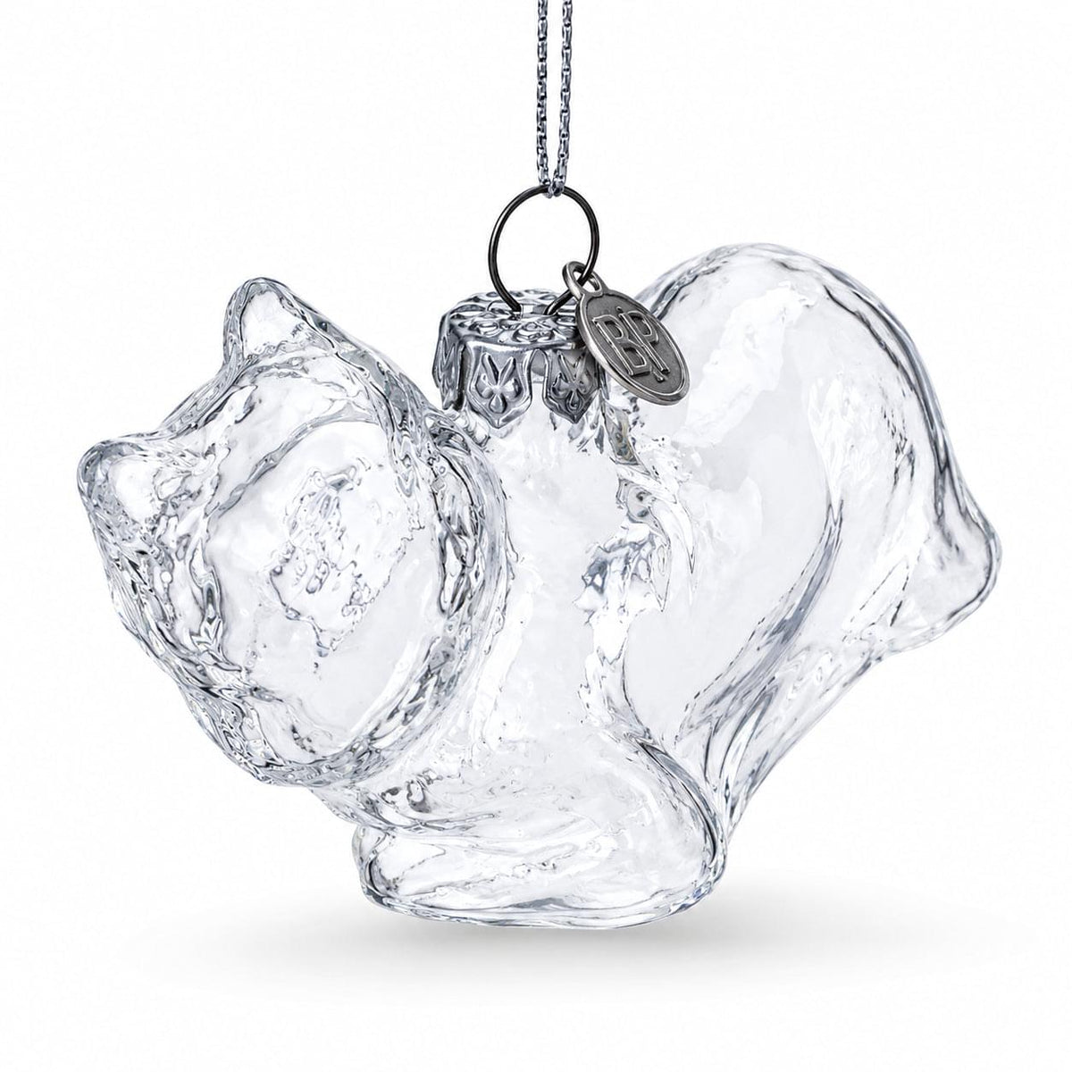 Cat in Scarf Clear Glass Christmas Ornament