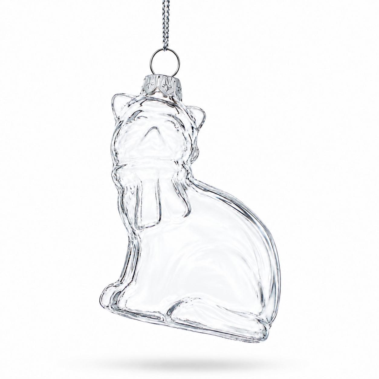 Cat Clear Glass Christmas Ornament