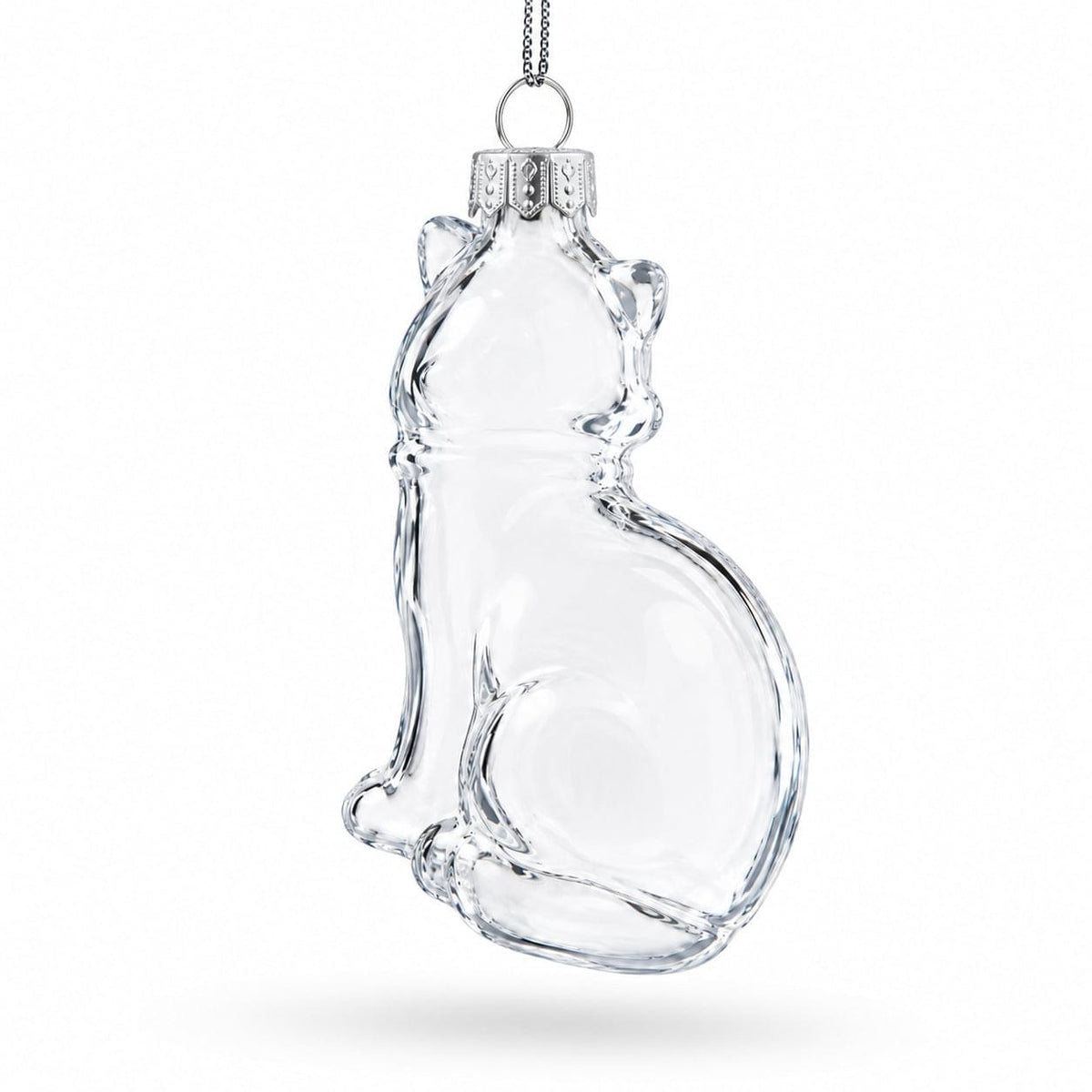 Cat Clear Glass Christmas Ornament