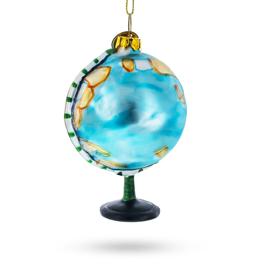 a blue globe ornament