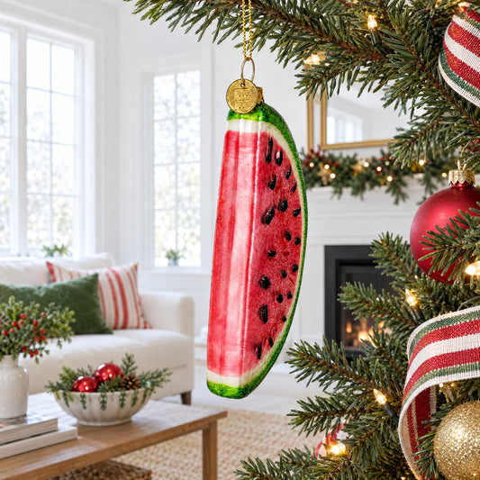 Watermelon Slice Glass Christmas Ornament