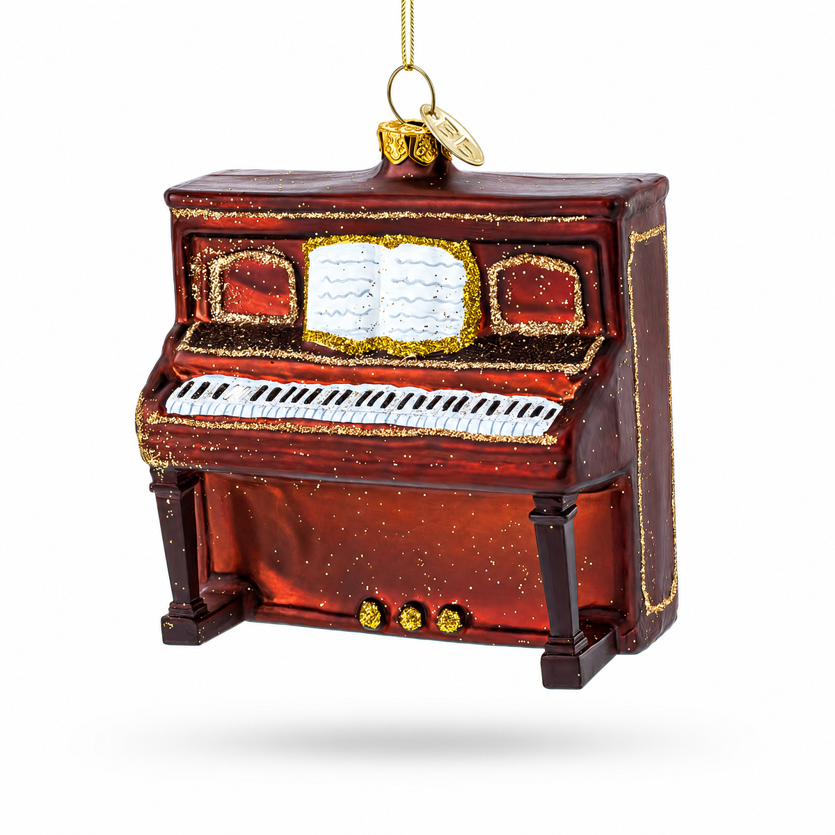 Vintage Upright Piano Glass Christmas Ornament