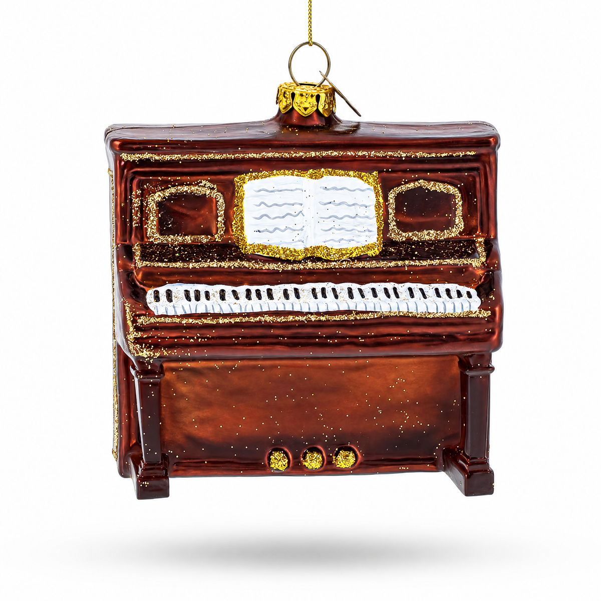Vintage Upright Piano Glass Christmas Ornament