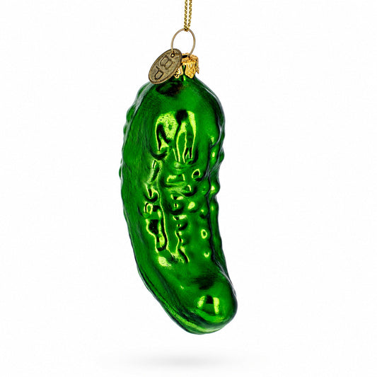 Shimmering Metallic Pickle Glass Christmas Ornament