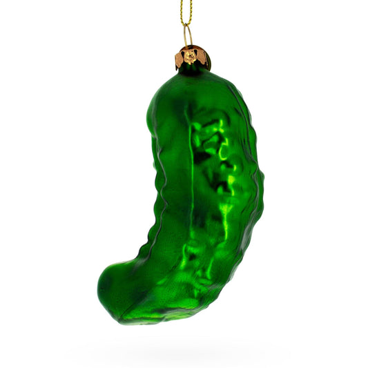 Shimmering Metallic Pickle Glass Christmas Ornament