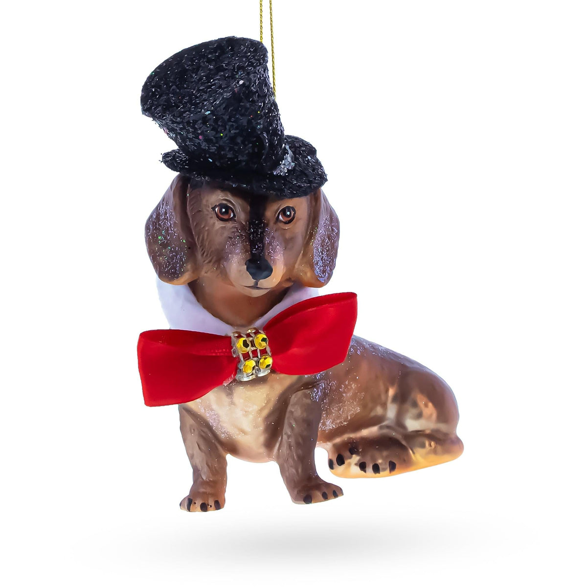Basset Hound Glass Christmas Ornament