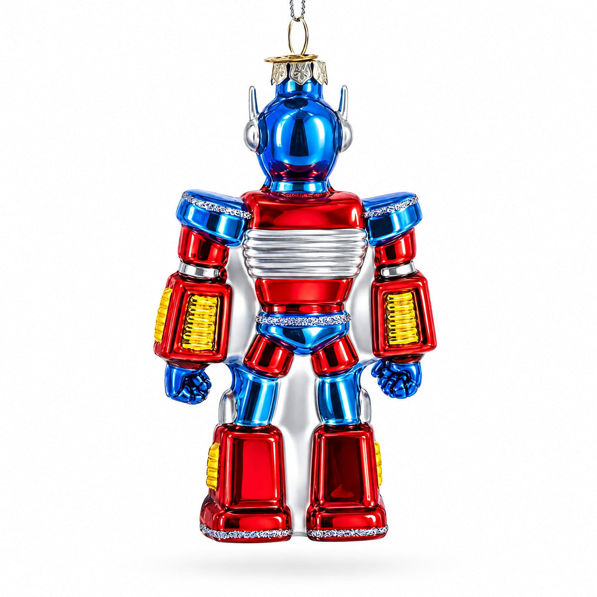 Shape-Shifting Robot Glass Christmas Ornament
