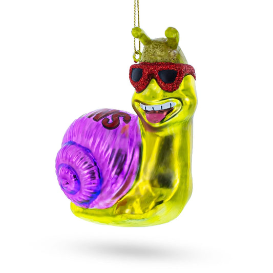 Cool Snail Sporting Sunglasses Glass Christmas Ornament