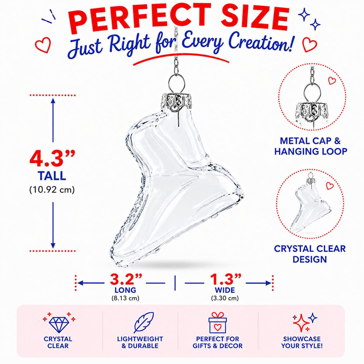 Running Shoe Clear Glass Christmas Ornament