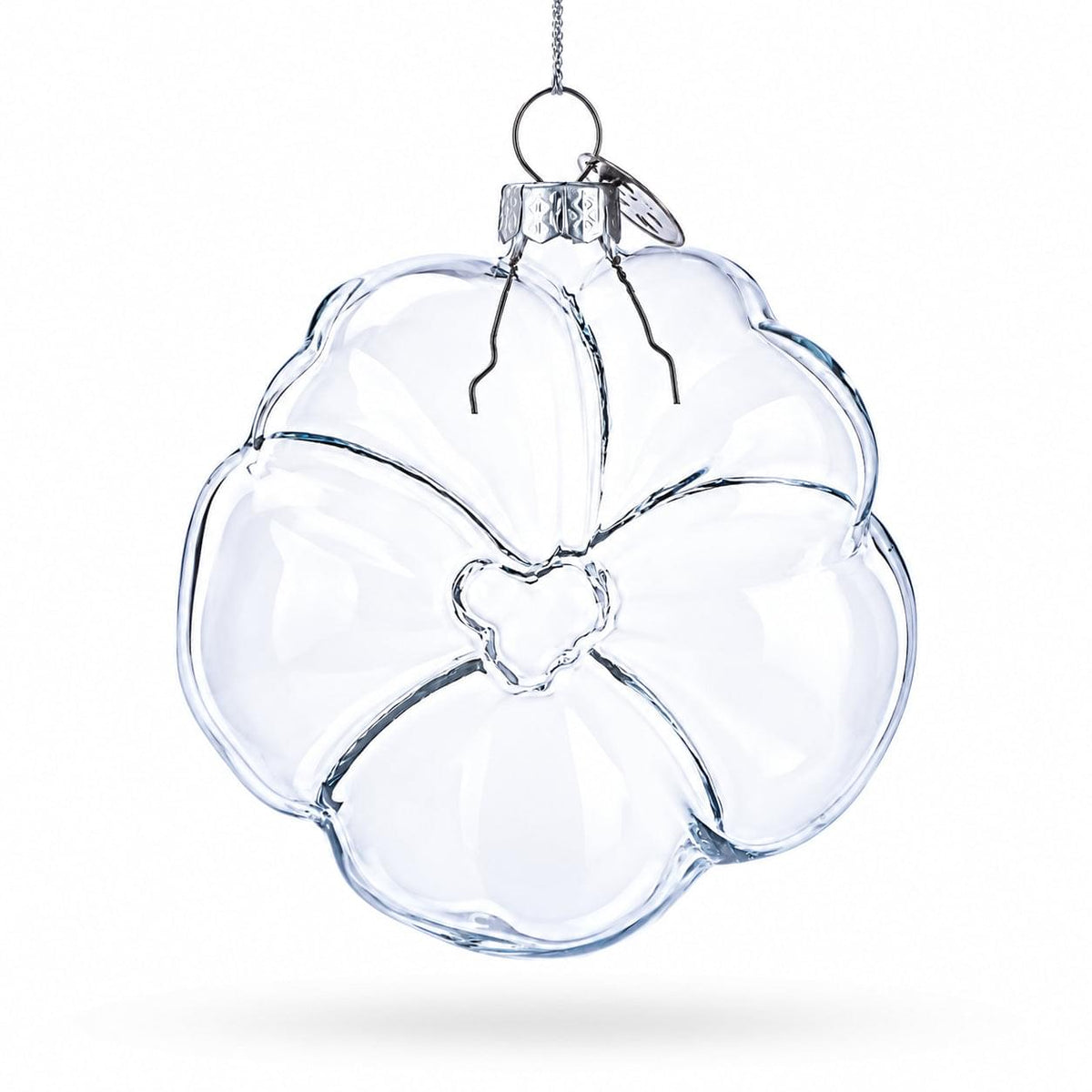 Flower-Shaped Clear Glass Christmas Ornament