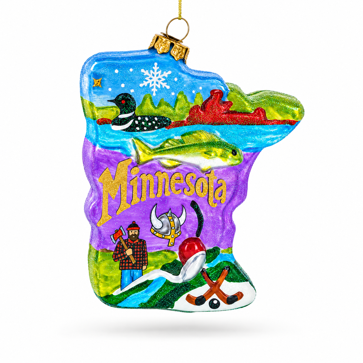 Minnesota Landmarks Glass Christmas Ornament