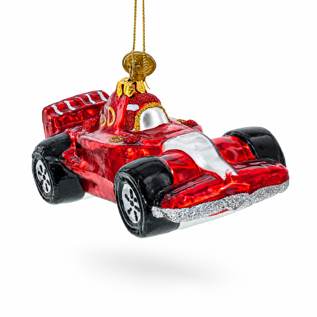 Sleek Racing Sports Car Glass Christmas Ornament