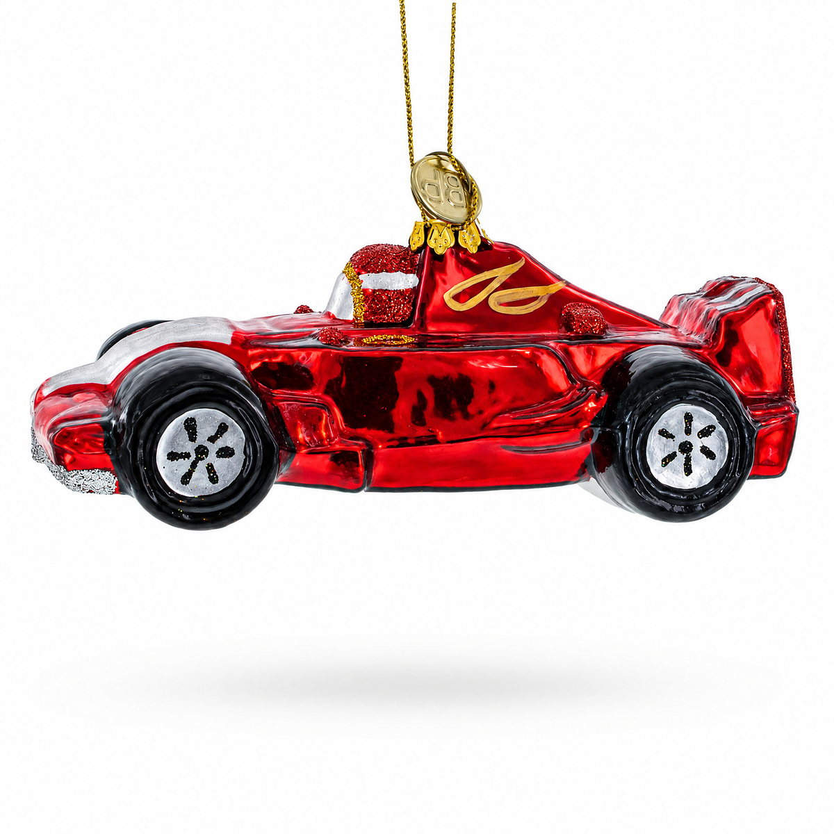 Sleek Racing Sports Car Glass Christmas Ornament