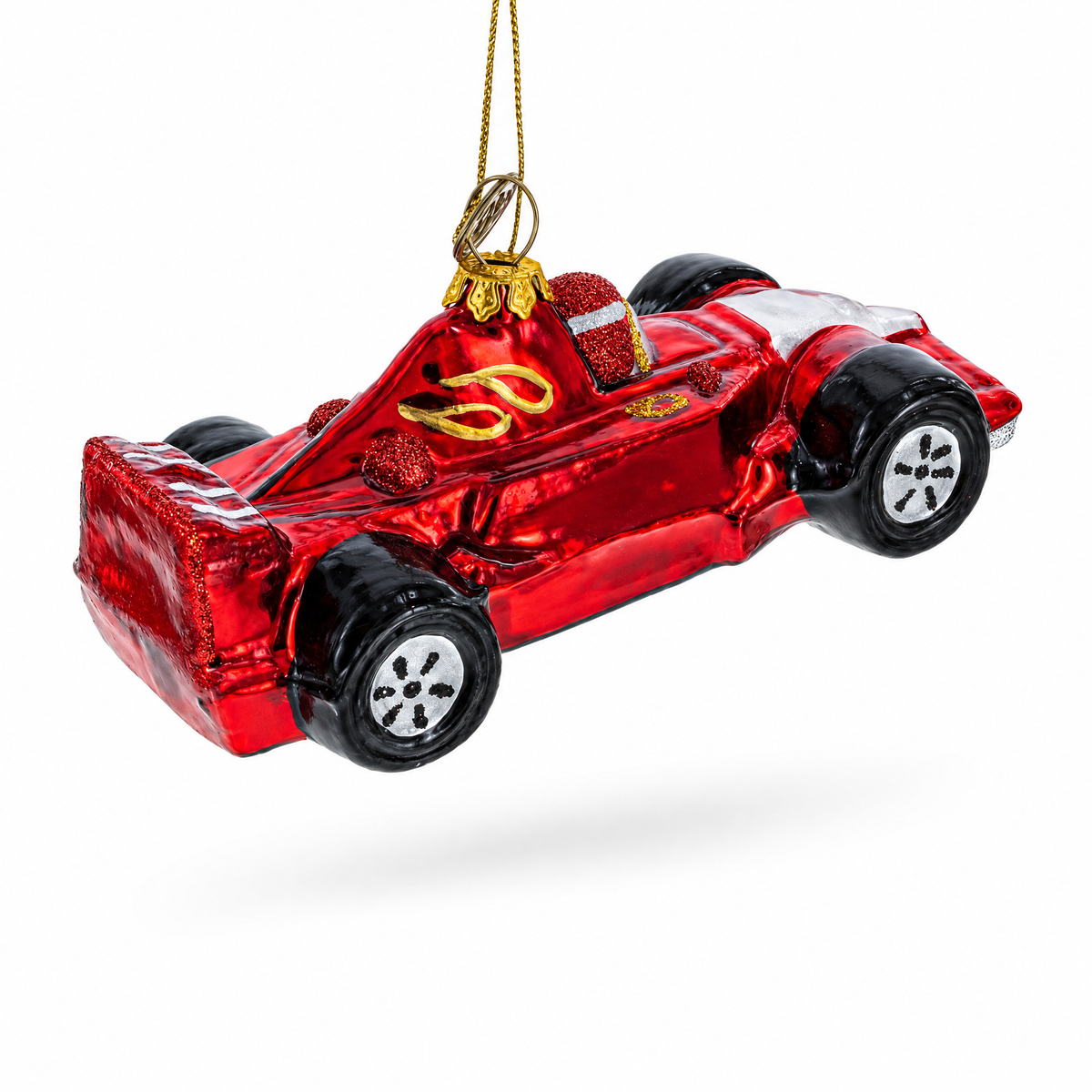 Sleek Racing Sports Car Glass Christmas Ornament