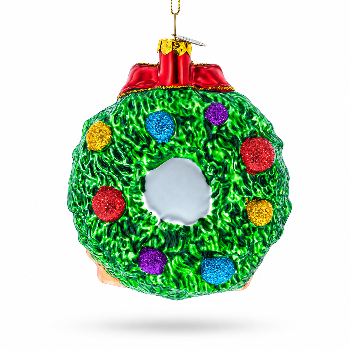 2023 Snowmen Couple in Wreath Glass Christmas Ornament