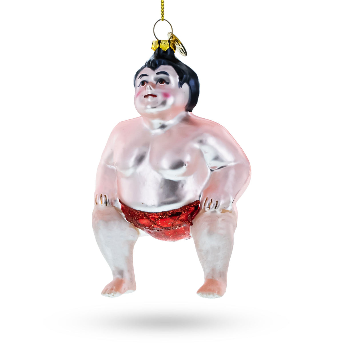 Sumo Wrestler Glass Christmas Ornament