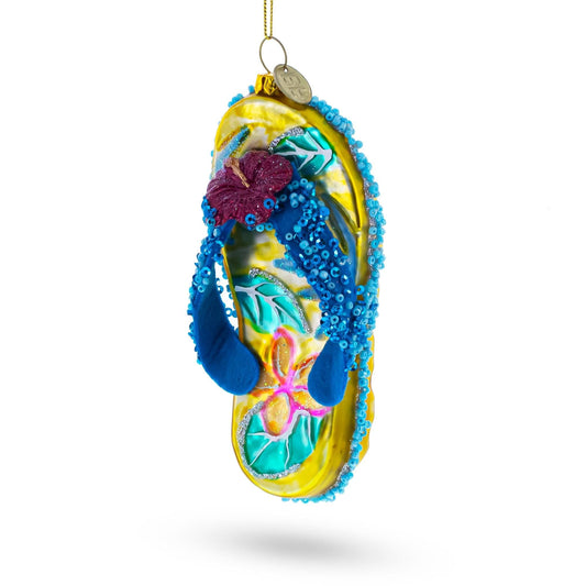 Beaded Flip Flops Glass Christmas Ornament