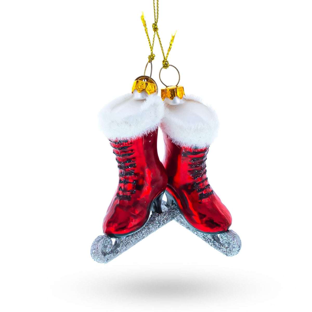Red Skates Glass Christmas Ornament