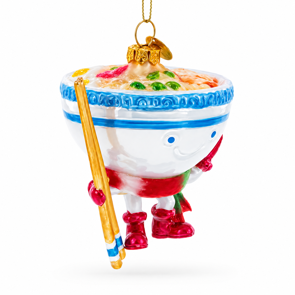 Ramen Bowl with Chopsticks Glass Christmas Ornament