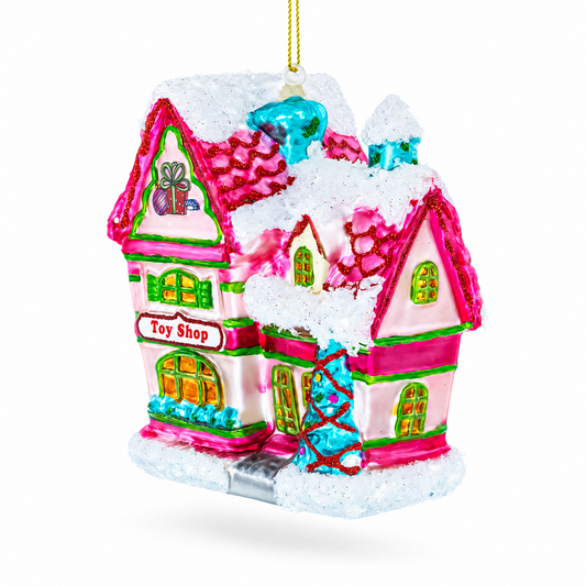 Whimsical Toy Shop Glass Christmas Ornament