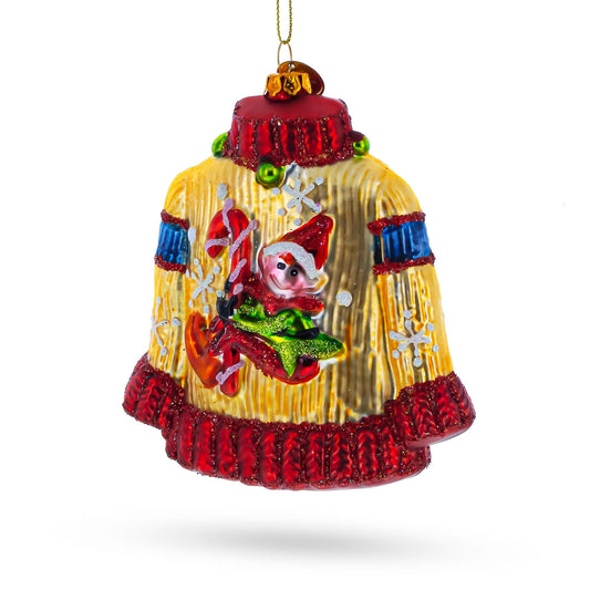 Festive Holiday Sweater Glass Christmas Ornament