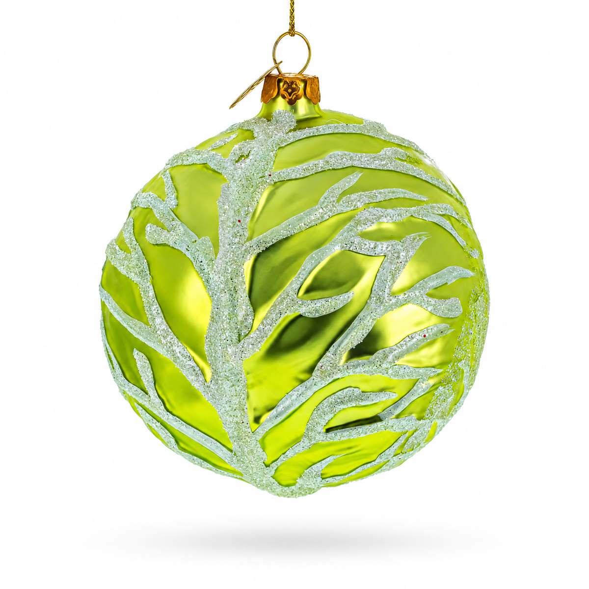 Handcrafted Green Cabbage Glass Christmas Ornament