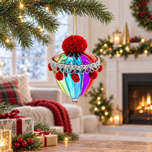 Vibrant Carnival Balloon Glass Christmas Ornament