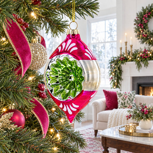 Vintage Tinsel Retro-Inspired Glass Christmas Ornament