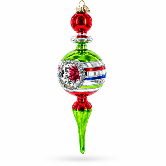 Vintage-Inspired Multicolored Finial Glass Christmas Ornament