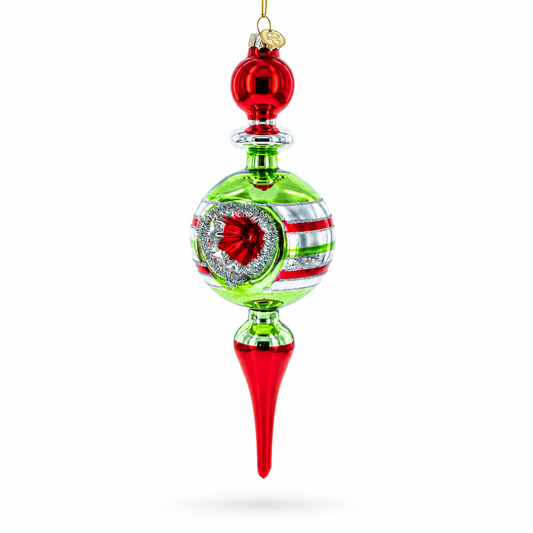 Vintage Style Multicolored Finial Glass Christmas Ornament