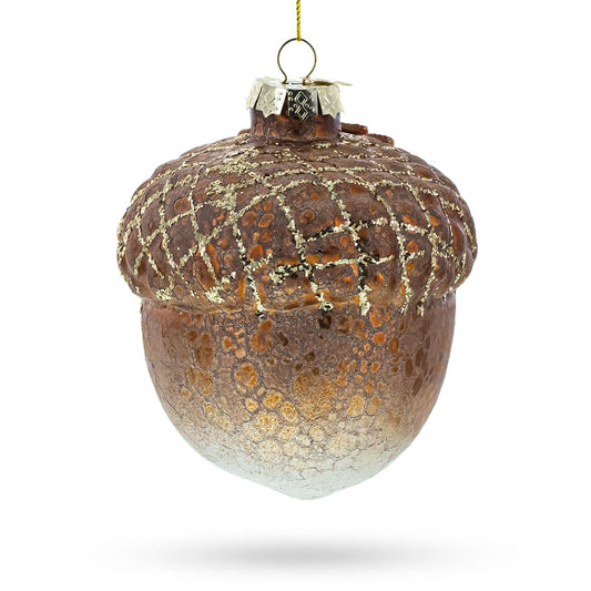 Acorn Rustic Glass Christmas Ornament