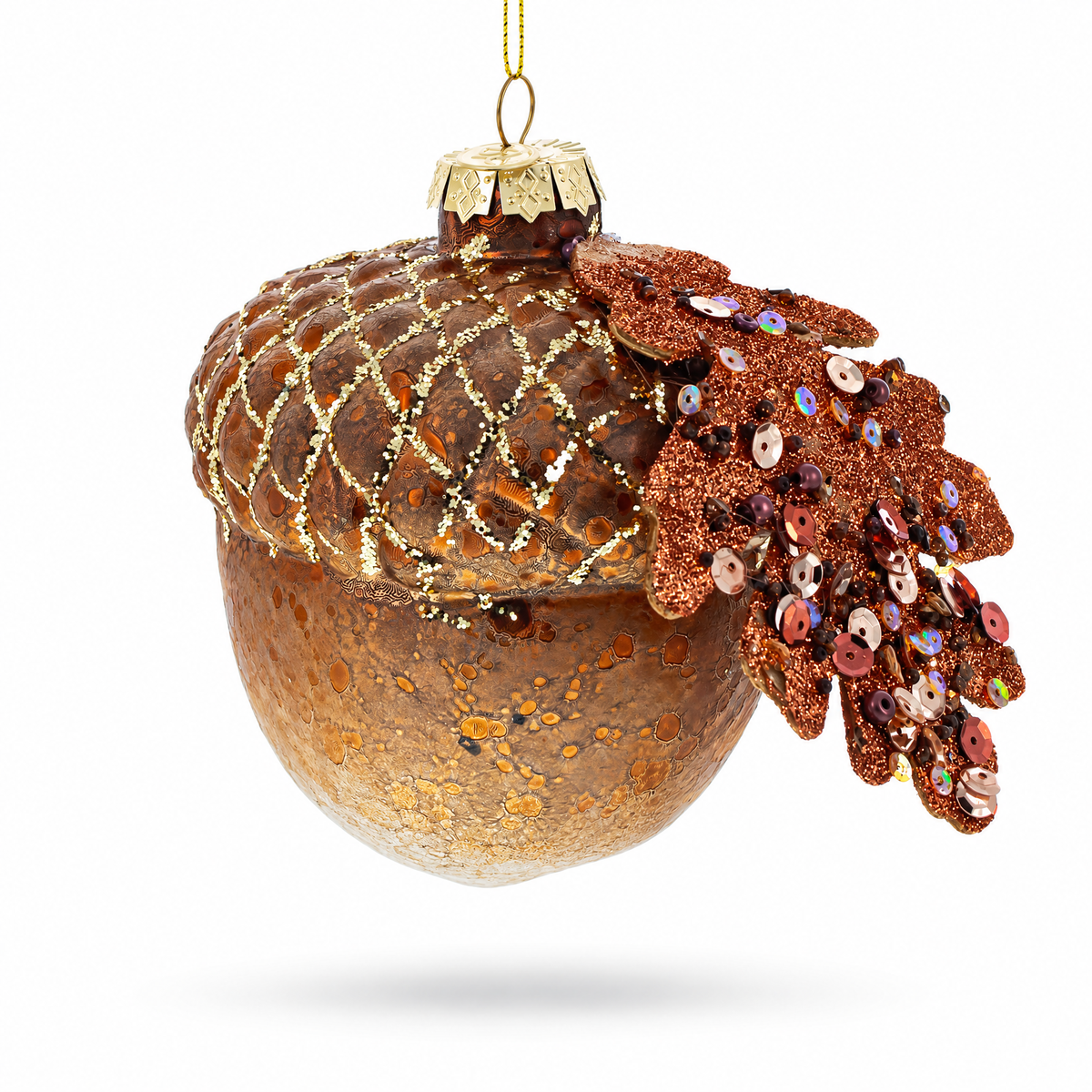Acorn Rustic Glass Christmas Ornament