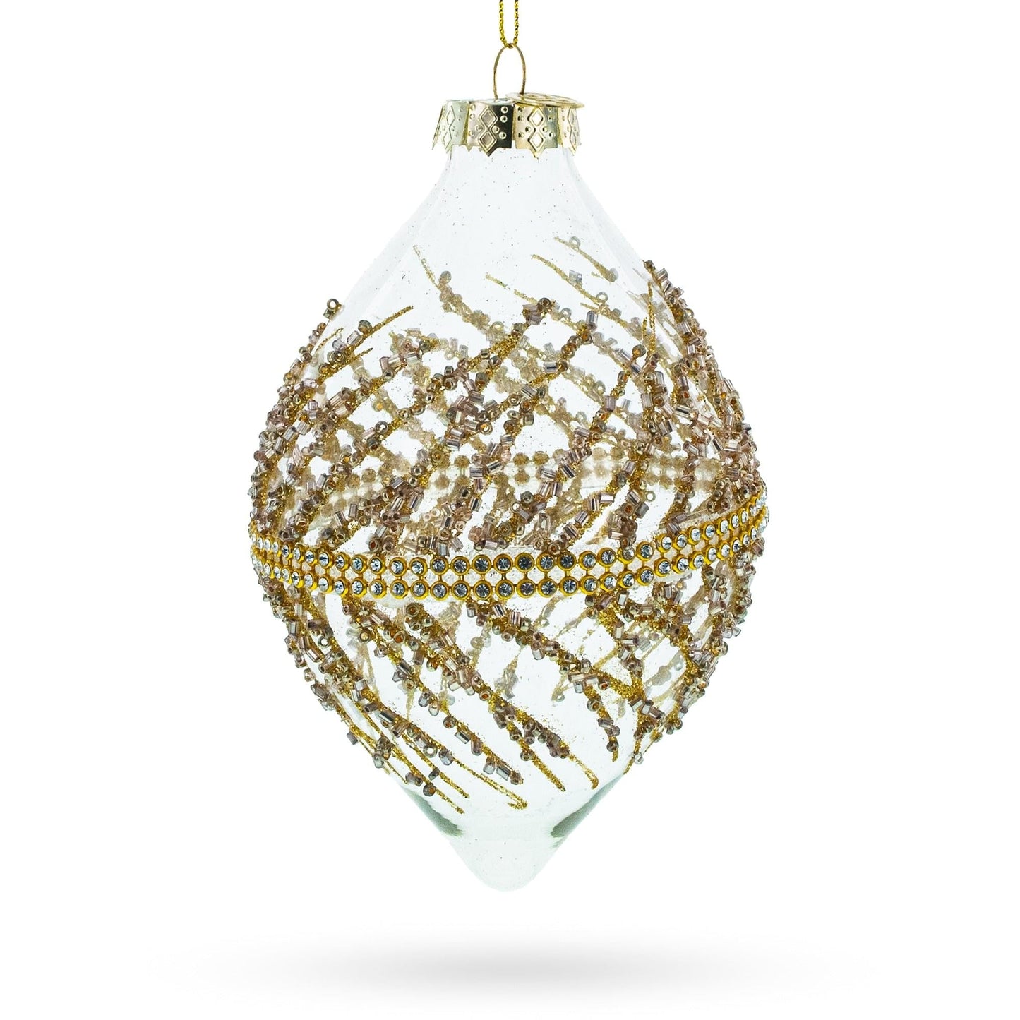 Golden Glitters on Clear Glass Radiant Glass Christmas Ornament
