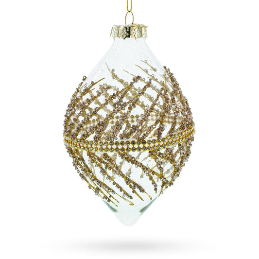 Golden Glitters on Clear Glass Radiant Glass Christmas Ornament