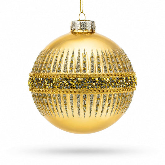 Glittering Gold Glass Christmas Ornament