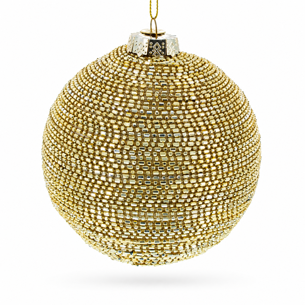 Beaded Gold Glass Ball -Glass Christmas Ornament