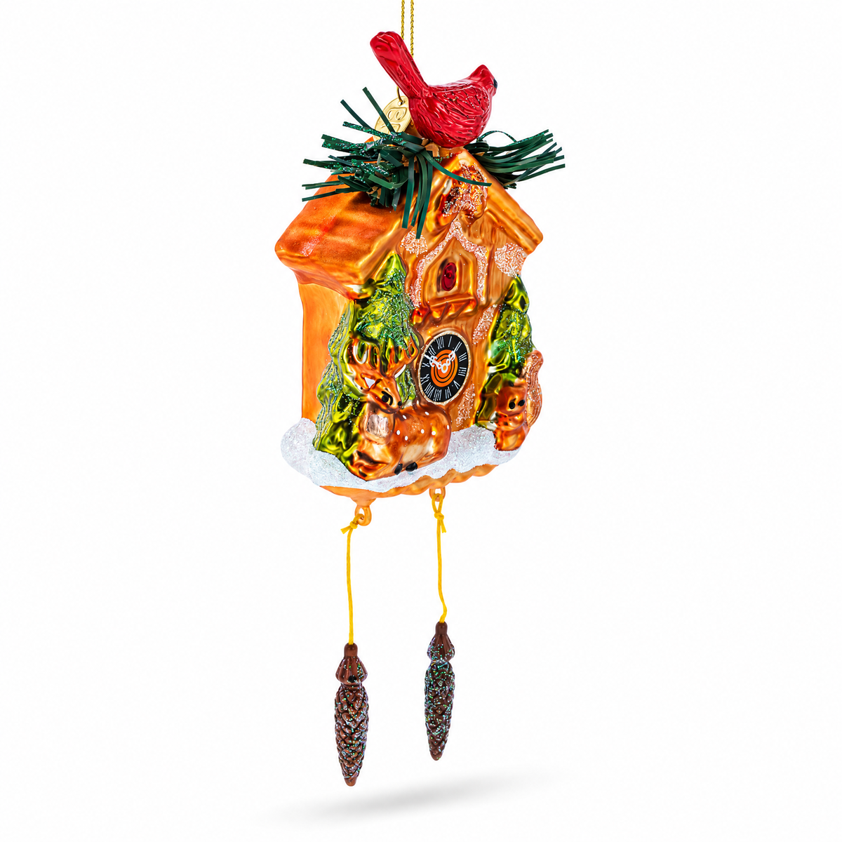 Cuckoo Clock Glass Christmas Ornament