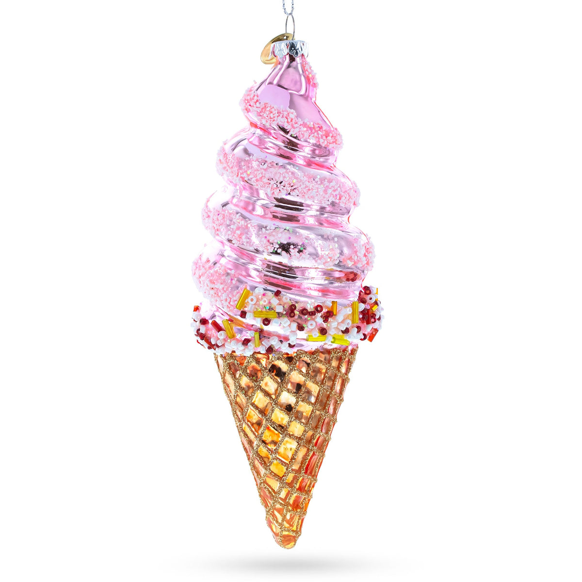 Pink Ice Cream Glass Christmas Ornament