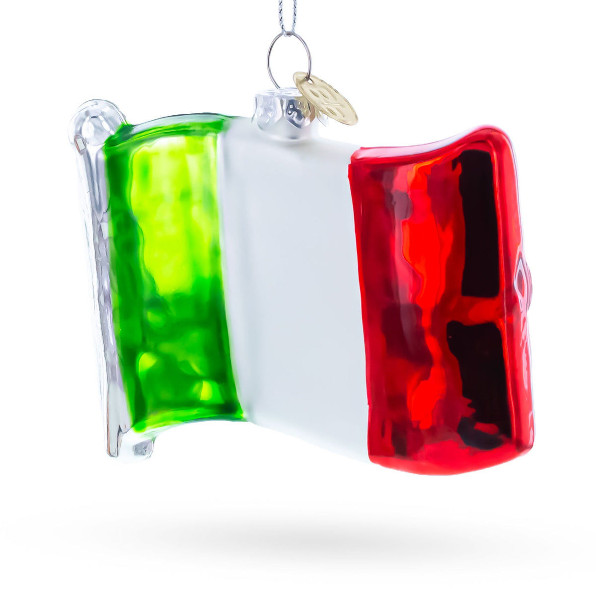 Waving Flag of Italy Glass Christmas Ornament