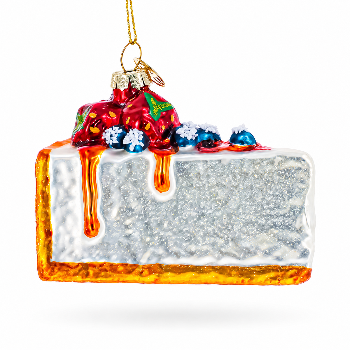 Berry Topped Cheesecake Glass Christmas Ornament