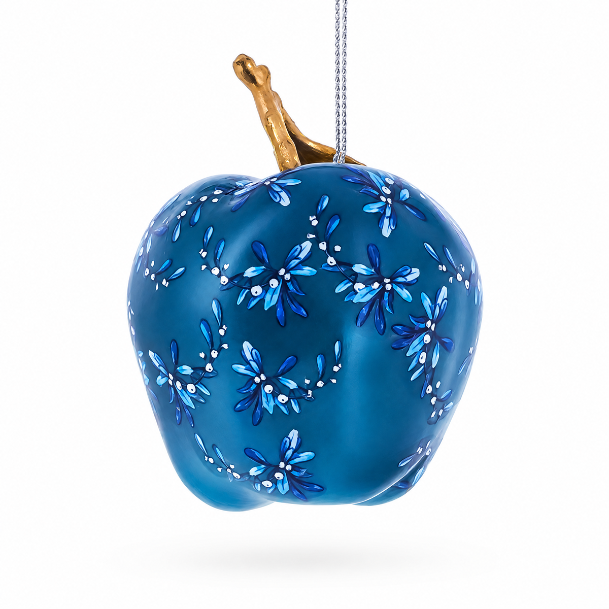 Metallic Apple with Gold Leaf Glass Christmas Ornament