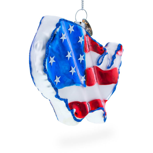 a christmas ornament in the shape of a map